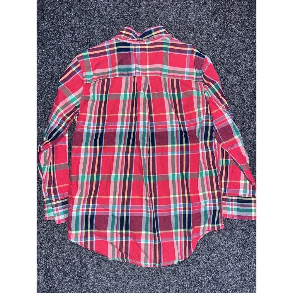 Boys‎ Ralph Lauren Long Sleeve Button Down Green/Red Plaid Shirt Size 6